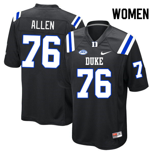 Women #76 Gemyel Allen Duke Blue Devils College Football Jerseys Stitched-Black